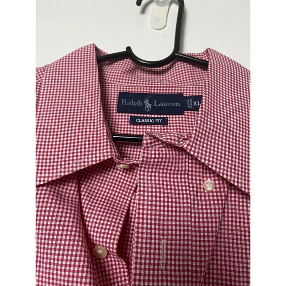 RALPH LAUREN Men’s Short Sleeve Button Up Red Check Shirt Classic Fit XL - Picture 12 of 14